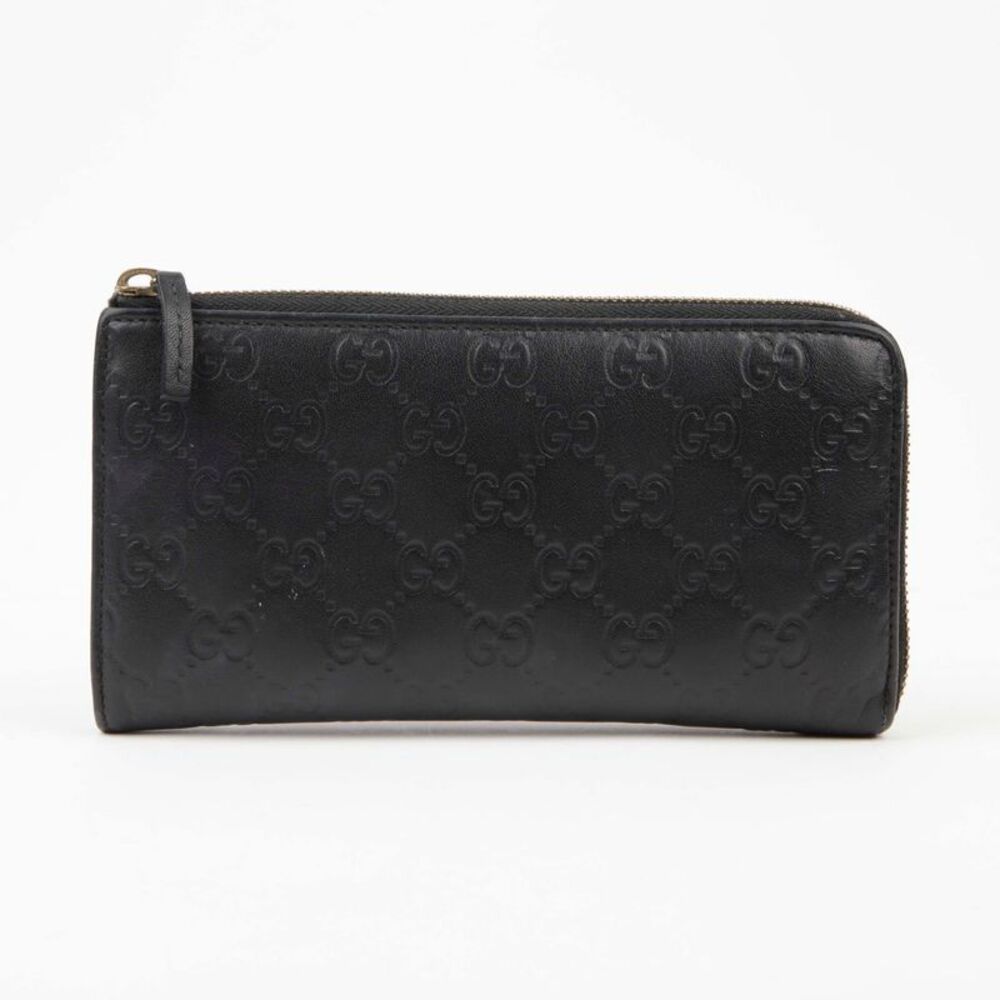 Black Shima Leather Zip Long Wallet